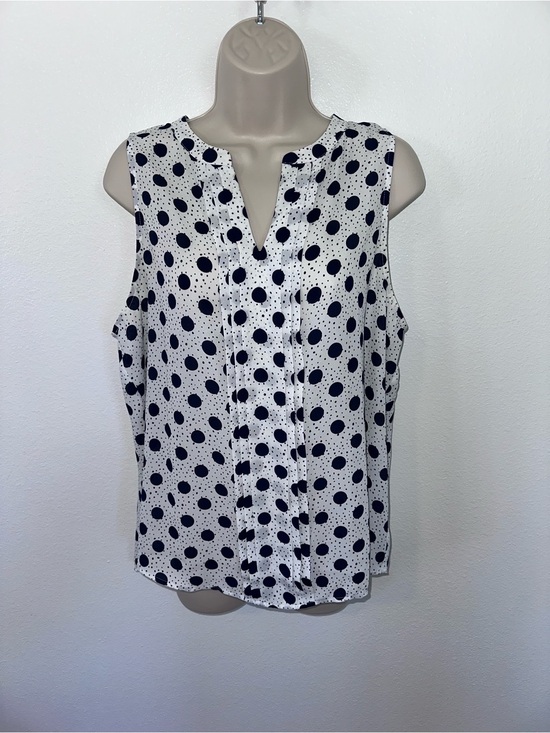 41 Hawthorn Tops - 41 Hawthorn White Sleeveless Polka Dot Camisole with Navy Spots